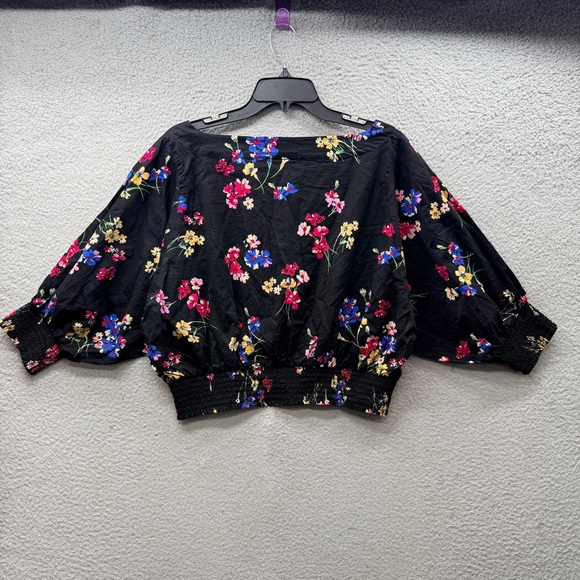 Anthropologie Maeve Adelaide Top Blouse Black Floral Crop Dolman Sleeve Women SP - Picture 9 of 16